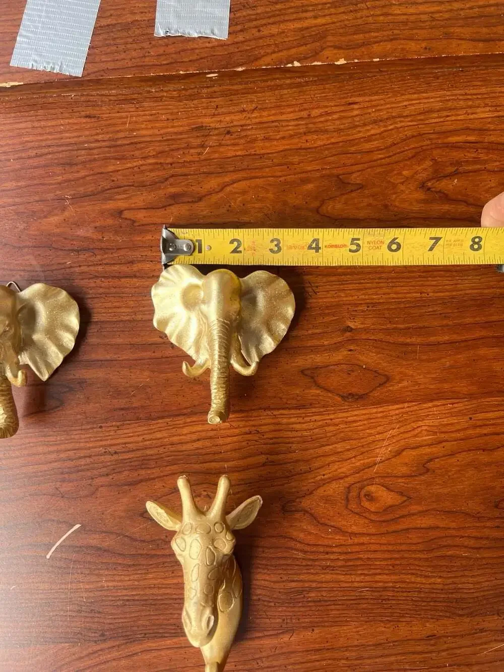 5-Piece Vintage Gold Safari Animal Wall Hook Set (Elephants & Giraffes)